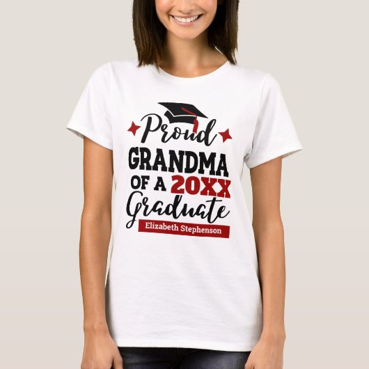 Grootmoeder van 2022 afstuderen zwarte rode tassel t-shirt (Voorkant)
