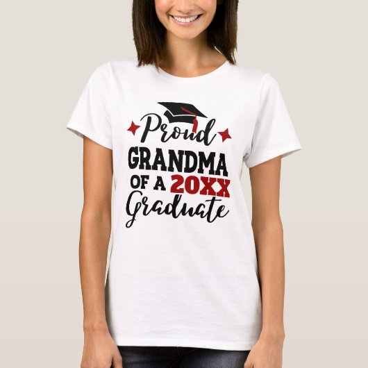 Grootmoeder van 2022 afstuderen zwarte rode tassel t-shirt (Voorkant)