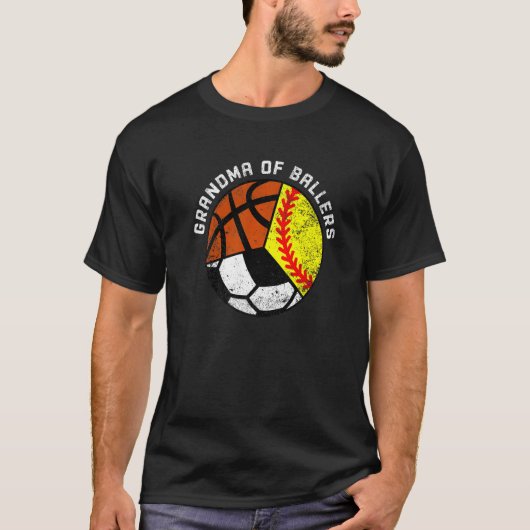 Grootmoeder van balletbal softbal voetbal Gra T-shirt (Voorkant)