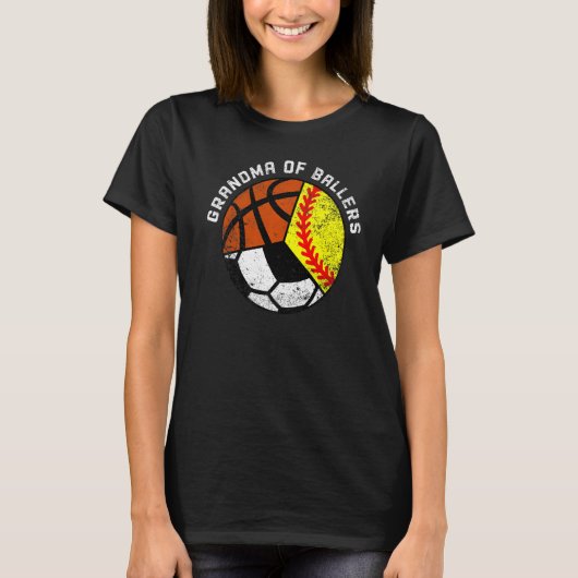 Grootmoeder van balletbal softbal voetbal Gra T-shirt (Voorkant)