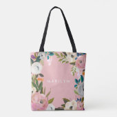 Grootmoeder van bruid geborsteld bloemenbruiloft tote bag (Achterkant)