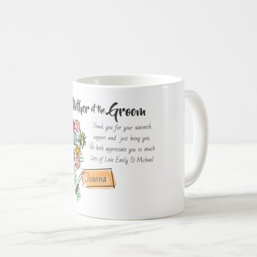 Grootmoeder van bruidegom gepersonaliseerd bedankj koffiemok (Voorkant rechts)