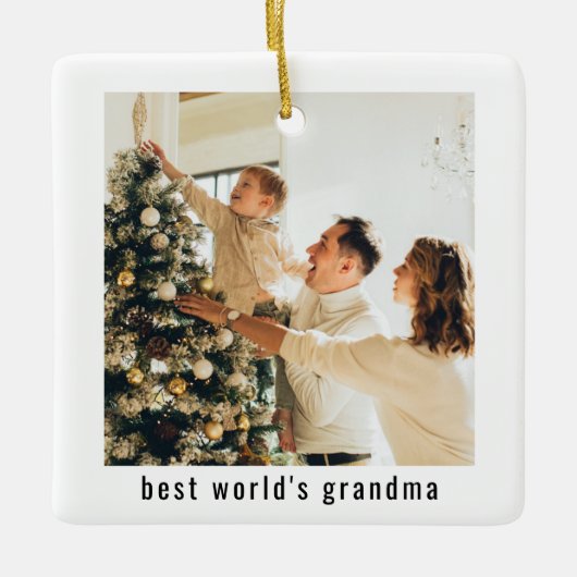 Grootmoeder van de beste wereld | Twee foto's Keramisch Ornament (Voorkant)