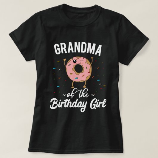 Grootmoeder van de Birthday Girl Funny Donut T-shirt (Design voorkant)