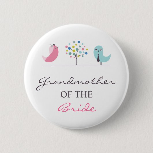 Grootmoeder van de Bride Birds Wedding Button (Voorkant)