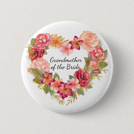 Grootmoeder van de Bride Floral Wreath Button