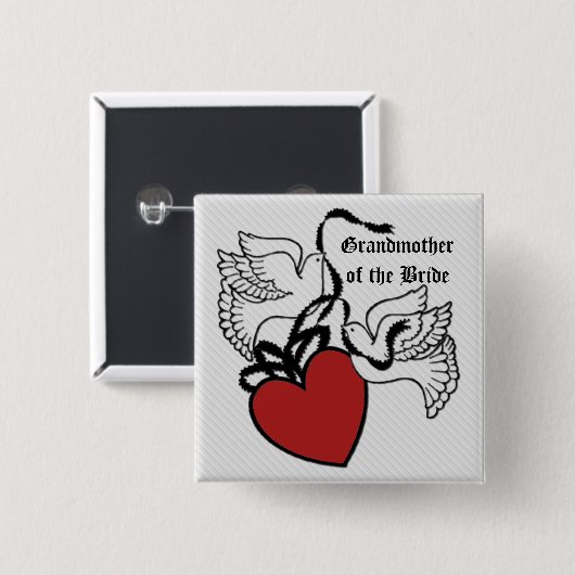 Grootmoeder van de Bride Heart Doves Button (Voorkant /achterkant)