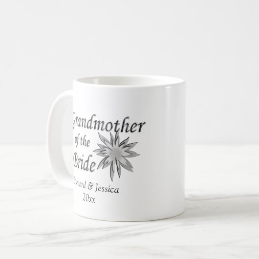 Grootmoeder van de Bride-namen en datum Koffiemok (Voorkant links)