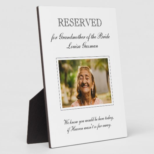 Grootmoeder van de Bride Photo Wedding Memorial Fotoplaat (Zijkant)