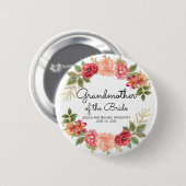 Grootmoeder van de Bride Pink Red Floral Ronde Button 5,7 Cm (Voorkant /achterkant)