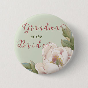 Grootmoeder van de Bride Sage en Blush Floral Ronde Button 5,7 Cm
