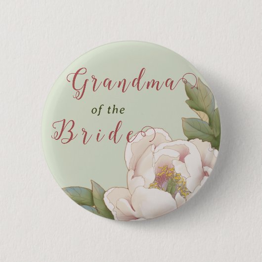 Grootmoeder van de Bride Sage en Blush Floral Ronde Button 5,7 Cm (Voorkant)