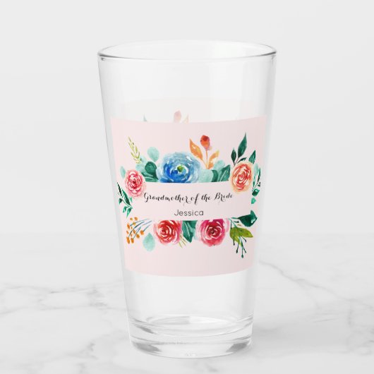 Grootmoeder van de Bride Wedding Pink Glass Cup Glas (Achterkant)