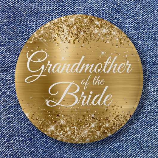 Grootmoeder van de bruid Glittery Gold Foil Ronde Button 5,7 Cm