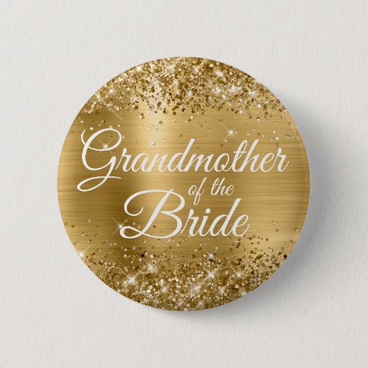 Grootmoeder van de bruid Glittery Gold Foil Ronde Button 5,7 Cm (Voorkant)