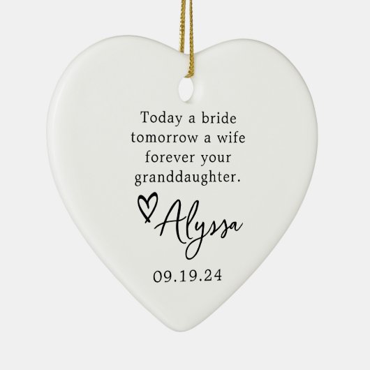 Grootmoeder van de bruid huwelijkscadeau keramisch ornament (Rechts)