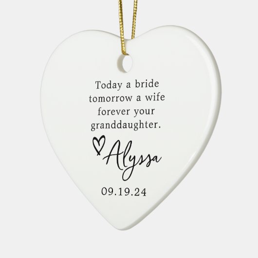 Grootmoeder van de bruid huwelijkscadeau keramisch ornament (Links)