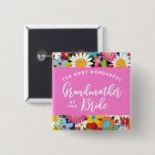 GROOTMOEDER VAN DE BRUID Lente Bloemen Bruiloft Vierkante Button 5,1 Cm (Voorkant /achterkant)