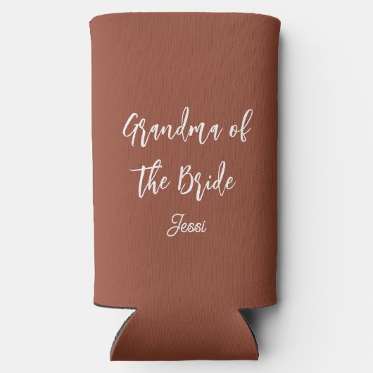 Grootmoeder van de bruid Terracotta bruiloft Seltzer Blikjeskoeler (Achterkant)