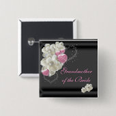 Grootmoeder van de bruid Wit, Roze en Zwart Vierkante Button 5,1 Cm (Voorkant /achterkant)