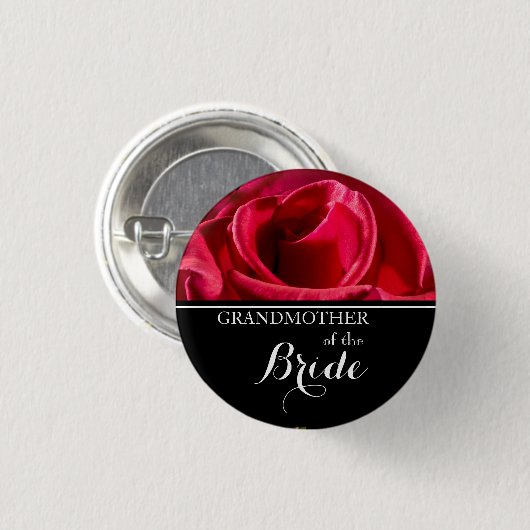 Grootmoeder van de bruidbruidrode rozen ronde button 3,2 cm (Voorkant /achterkant)