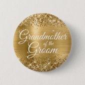 Grootmoeder van de bruidegom Glitterige gouden fol Ronde Button 5,7 Cm (Voorkant)