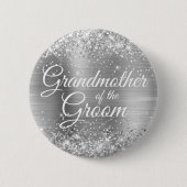 Grootmoeder van de bruidegom Glitterige Zilveren F Ronde Button 5,7 Cm (Voorkant)