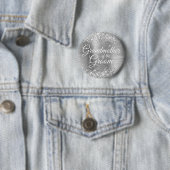 Grootmoeder van de bruidegom Glitterige Zilveren F Ronde Button 5,7 Cm (In situ)