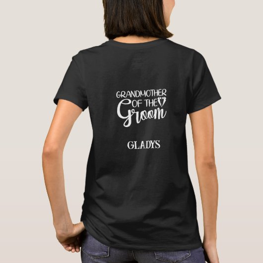 Grootmoeder van de bruidegom (naam) t-shirt (Achterkant)