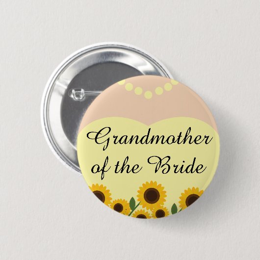 Grootmoeder van de bruidzonnebloemen bruiloft ronde button 5,7 cm (Voorkant /achterkant)