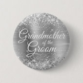 Grootmoeder van de Groom Glittery Silver Foil Ronde Button 5,7 Cm (Voorkant)