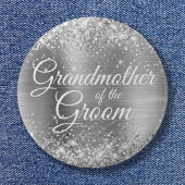 Grootmoeder van de Groom Glittery Silver Foil Ronde Button 5,7 Cm