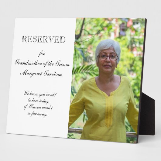 Grootmoeder van de Groom Photo Memorial Wedding Fotoplaat (Zijkant)