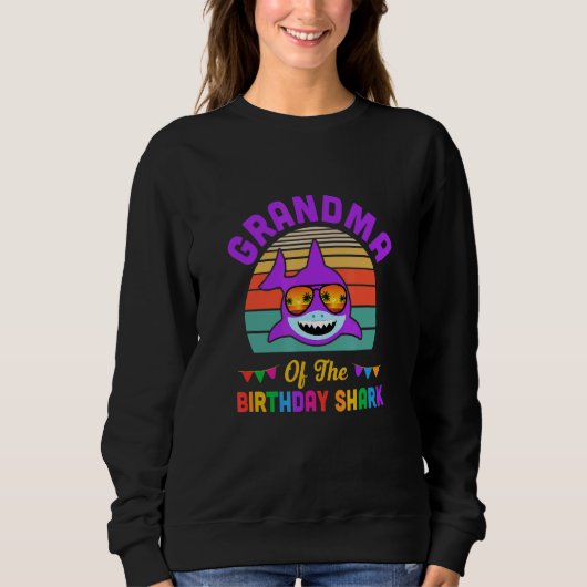 Grootmoeder van de haaiendag Grandma Matching Fam Trui (Voorkant)