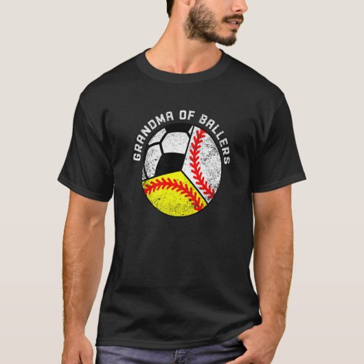 Grootmoeder van de honkbal-softbal Soccer Grand T-shirt (Voorkant)