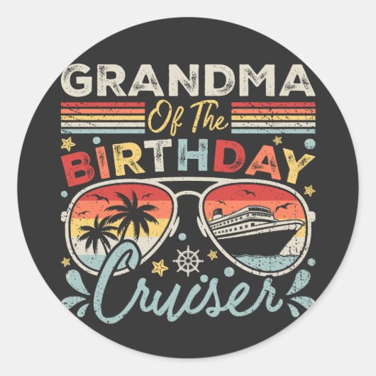 Grootmoeder van de verjaardag Cruiser Vakantie Ronde Sticker (Voorkant)