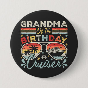 Grootmoeder van de verjaardagscruiser vakantierond ronde button 7,6 cm