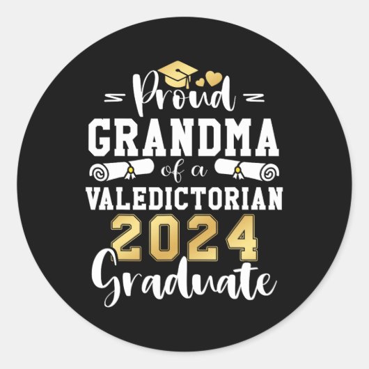 Grootmoeder van een valedictoriaanse CL 2024 Afstu Ronde Sticker (Voorkant)