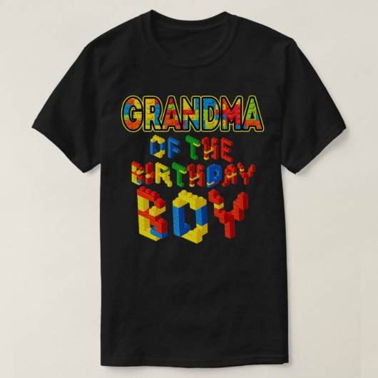 Grootmoeder van het Birthday Boy Block Building Bi T-shirt (Design voorkant)