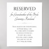 Grootmoeder van het Bride Memorial Poem Wedding Poster (Voorkant)