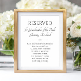 Grootmoeder van het Bride Memorial Poem Wedding Poster