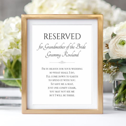 Grootmoeder van het Bride Memorial Poem Wedding Poster