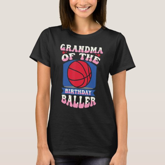 Grootmoeder van het honkbalthema van de Birthday B T-shirt (Voorkant)
