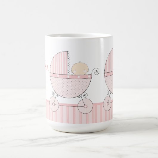 Grootmoeder van tweelingmeisjes Baby Roze vervoer Koffiemok (Center)