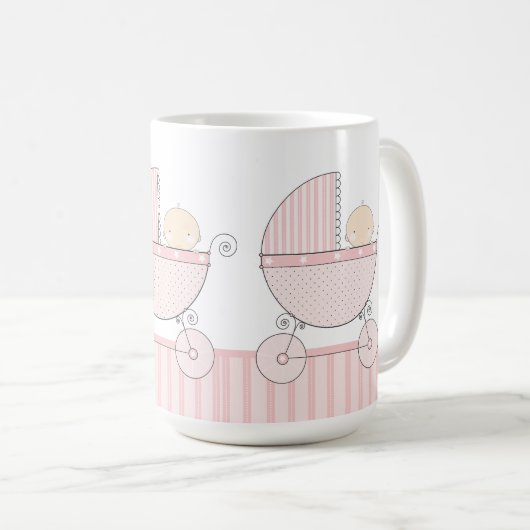 Grootmoeder van tweelingmeisjes Baby Roze vervoer Koffiemok (Voorkant rechts)