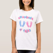Grootmoeder van Twin Babies Voetafdrukken T-shirt (Voorkant)