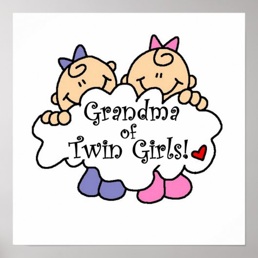 Grootmoeder van Twin Girls Gifts Poster (Voorkant)