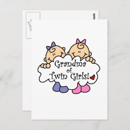 Grootmoeder van Twin Girls Tshirts en Gifts Briefkaart (Voorkant / Achterkant)