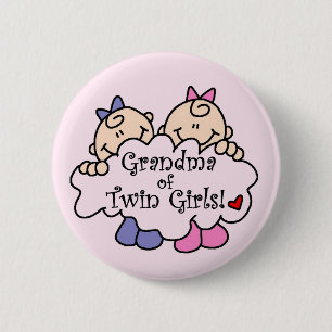 Grootmoeder van Twin Girls Tshirts en Gifts Ronde Button 5,7 Cm