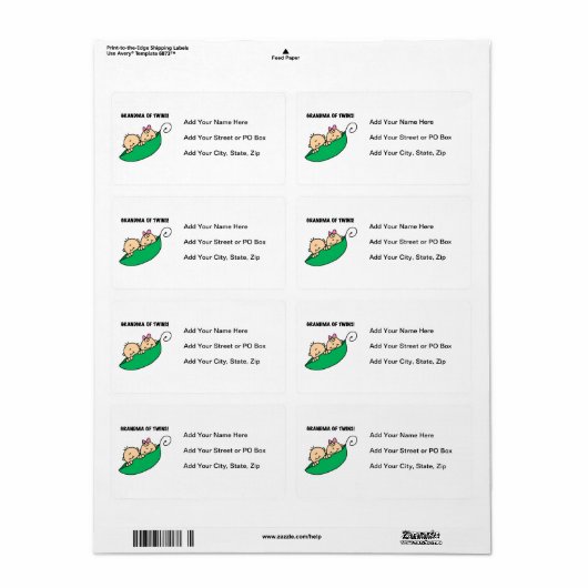 Grootmoeder van Twins Gifts Etiket (Full Sheet)